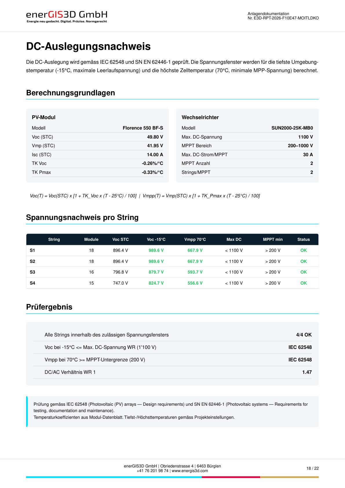PDF-Seite 18: Automatische IEC 62548-Prüfung
