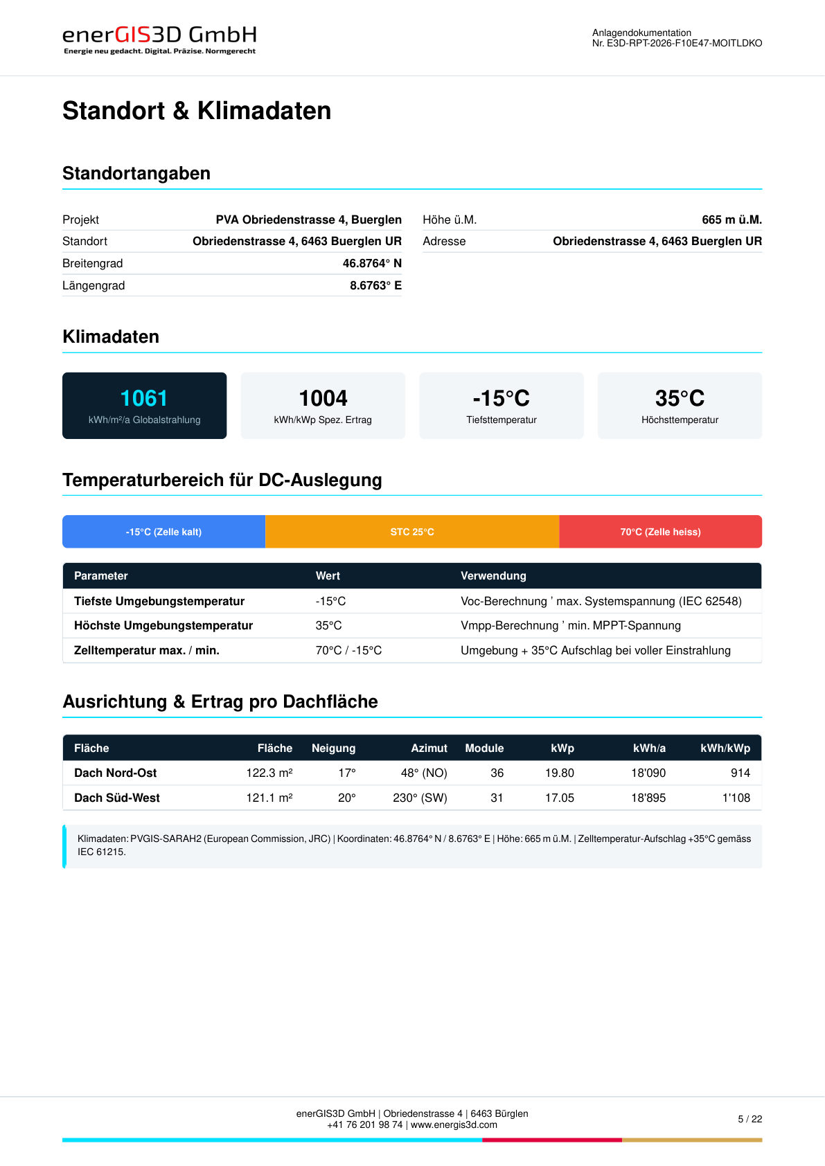 PDF-Seite 5: PVGIS-Klimadaten exakt vor Ort